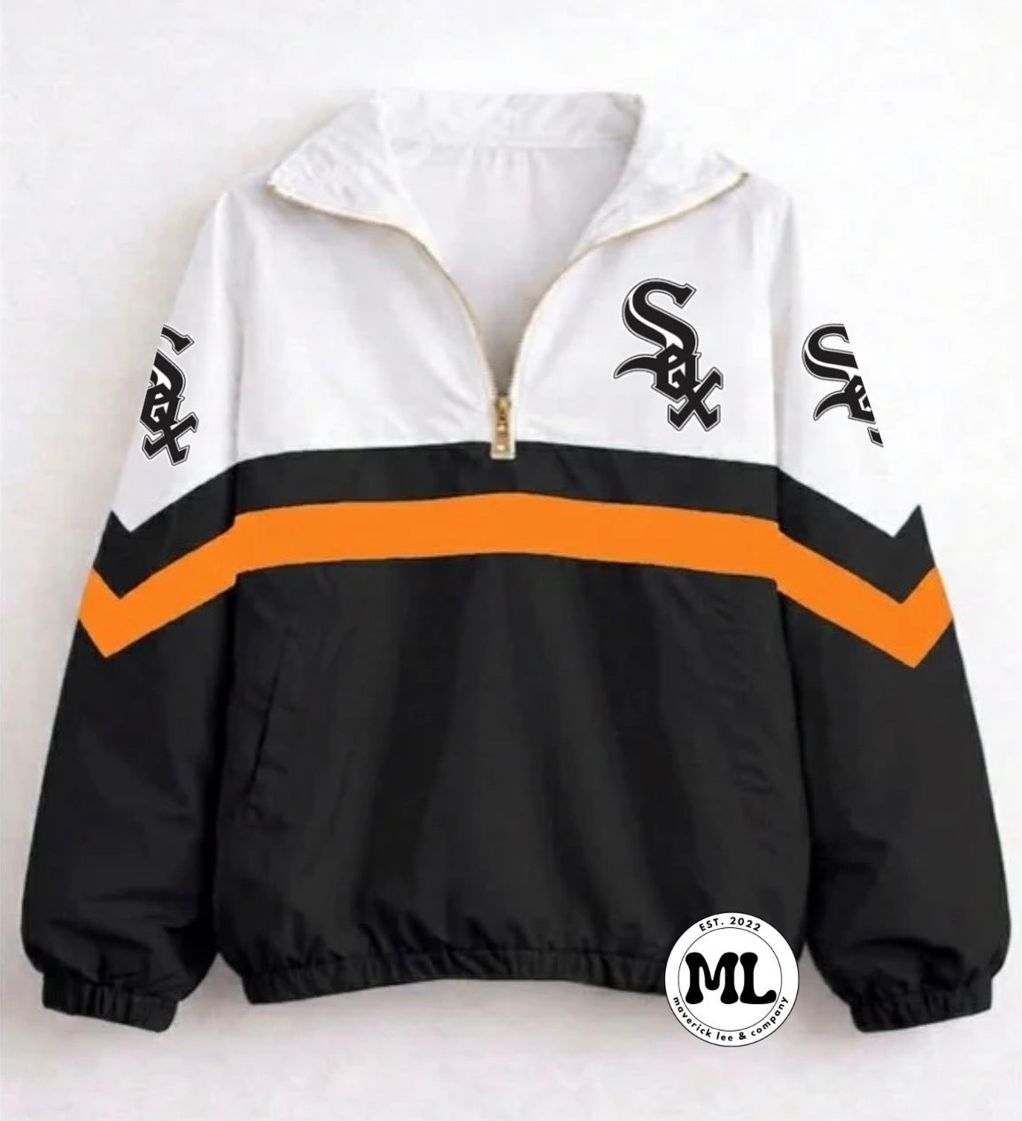 Quarter zip - Beavercreek Sox - black with orange stripe