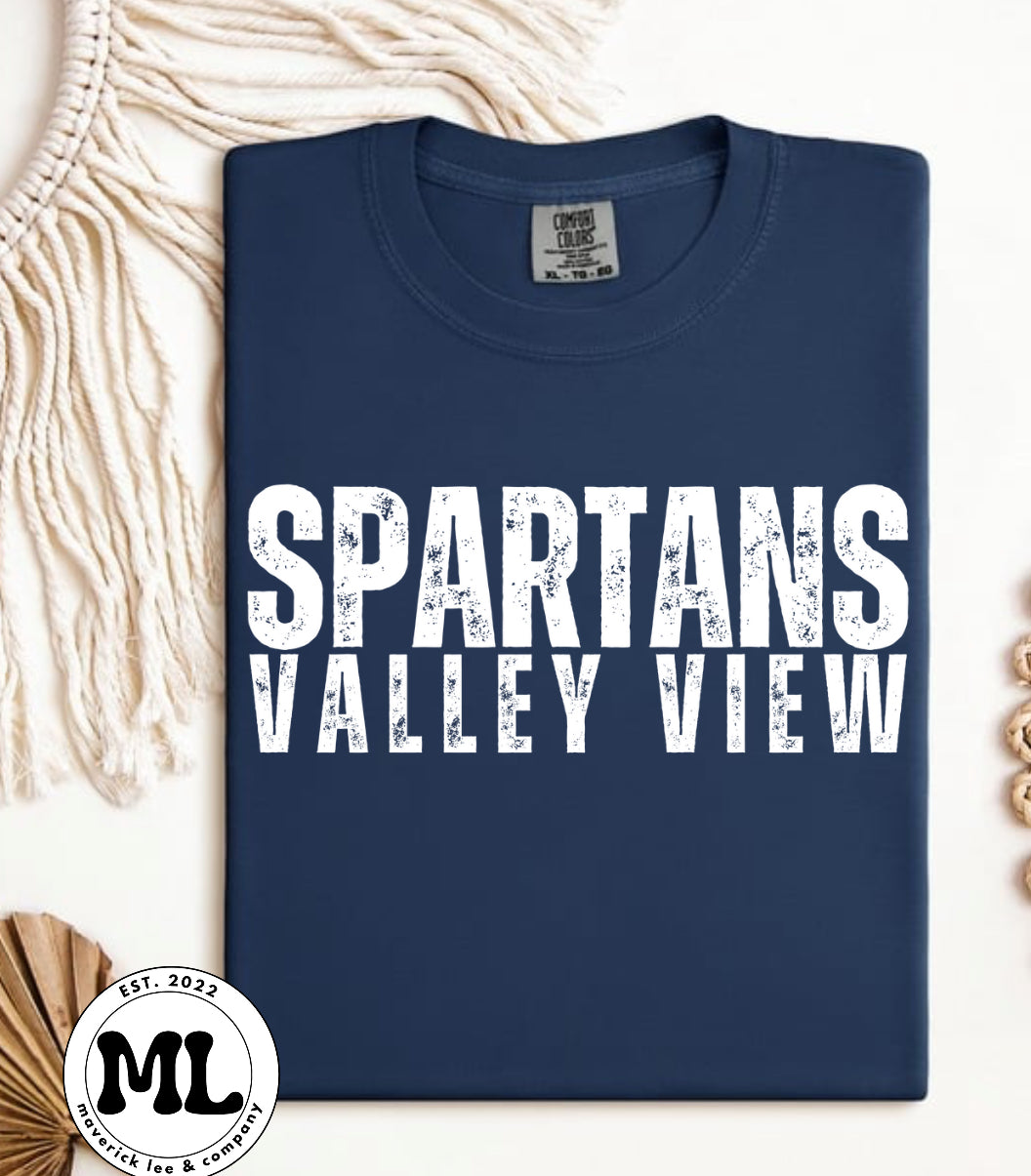Valley View Spartans - white distressed
