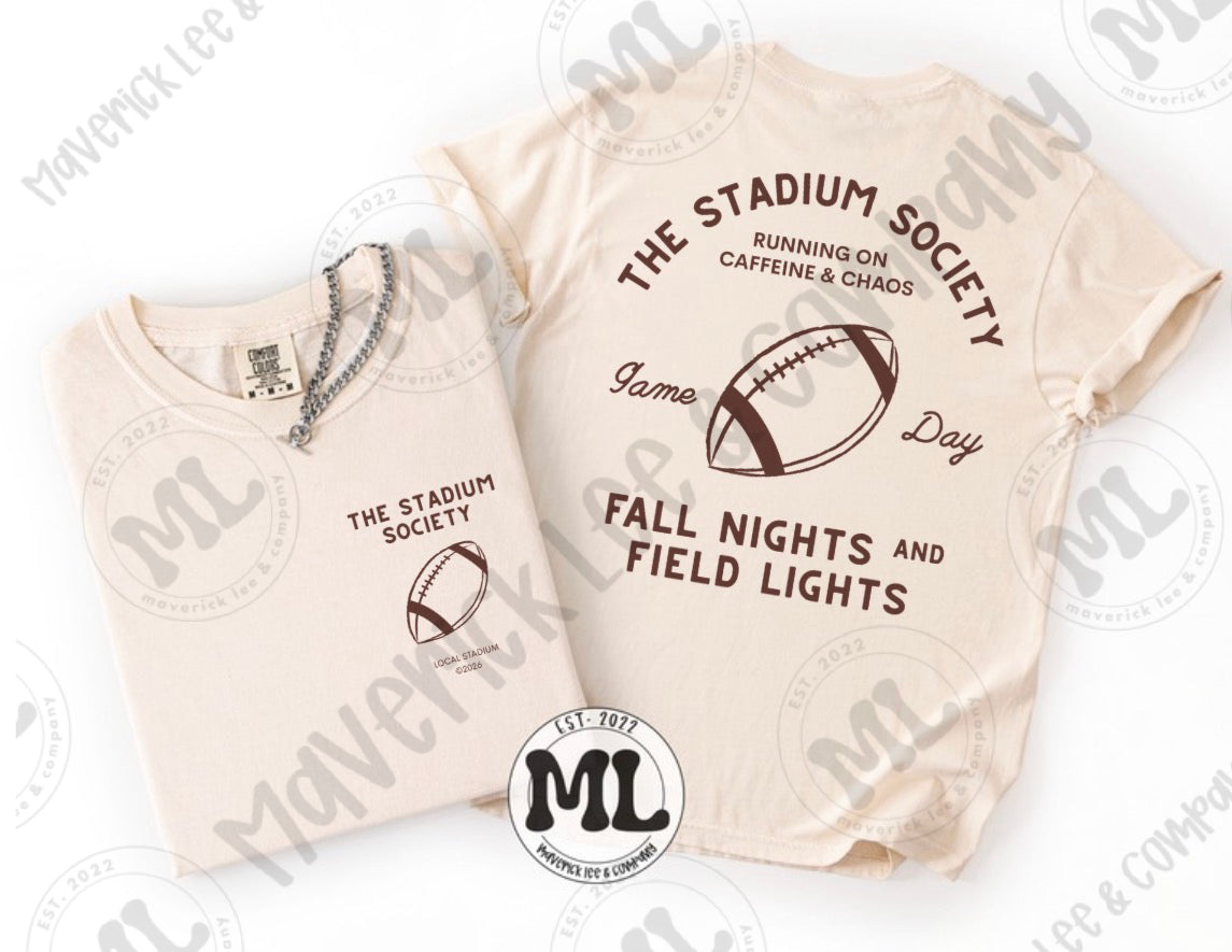 The stadium society – brown font