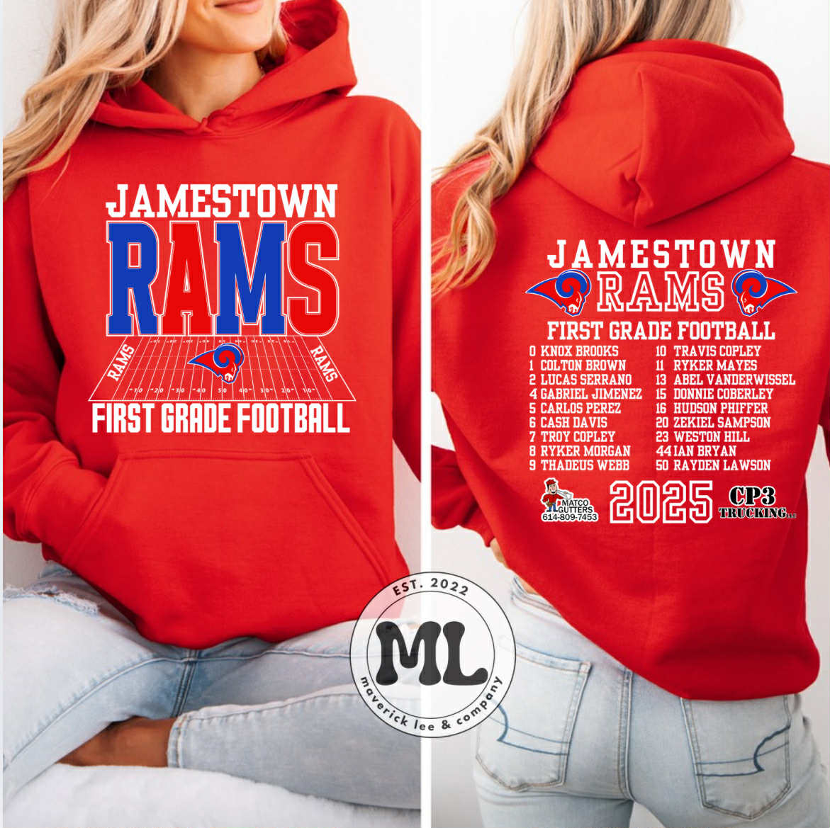 1st Grade Jamestown Rams with roster
