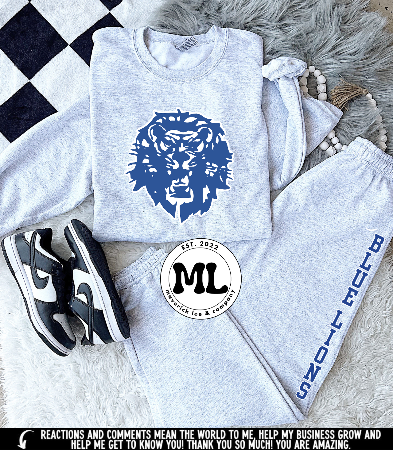 Blue lions jogger ash set