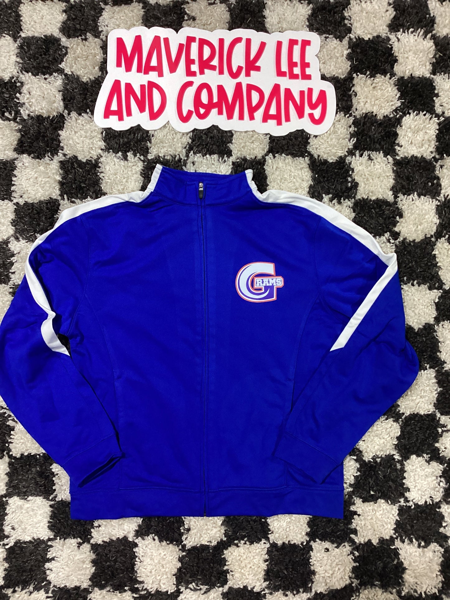 Youth L Greeneview cheer jacket - front + back in stock