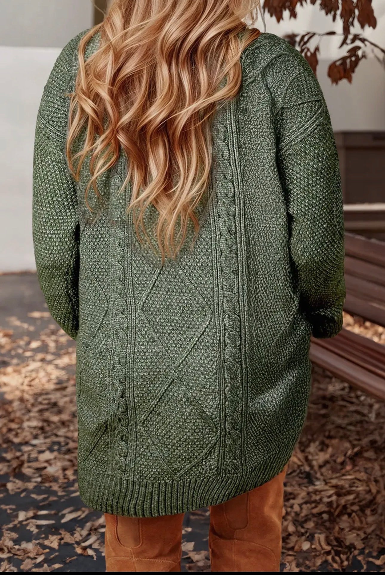 Cable Knit Long Sleeve Drop Shoulder
Sweater Dress
