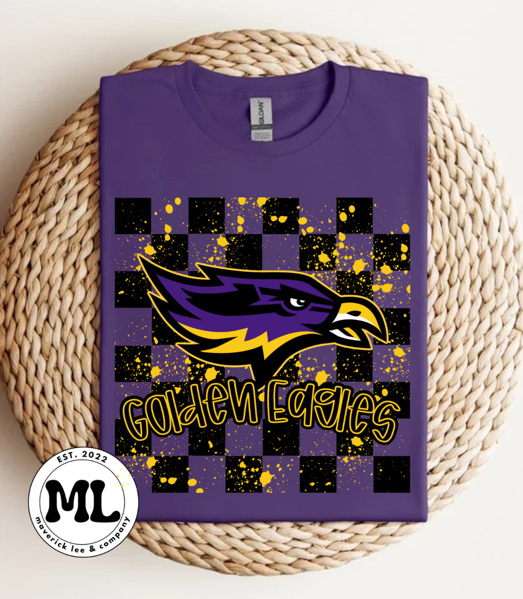 Bellbrook Golden Eagles - checkered paint splatter
