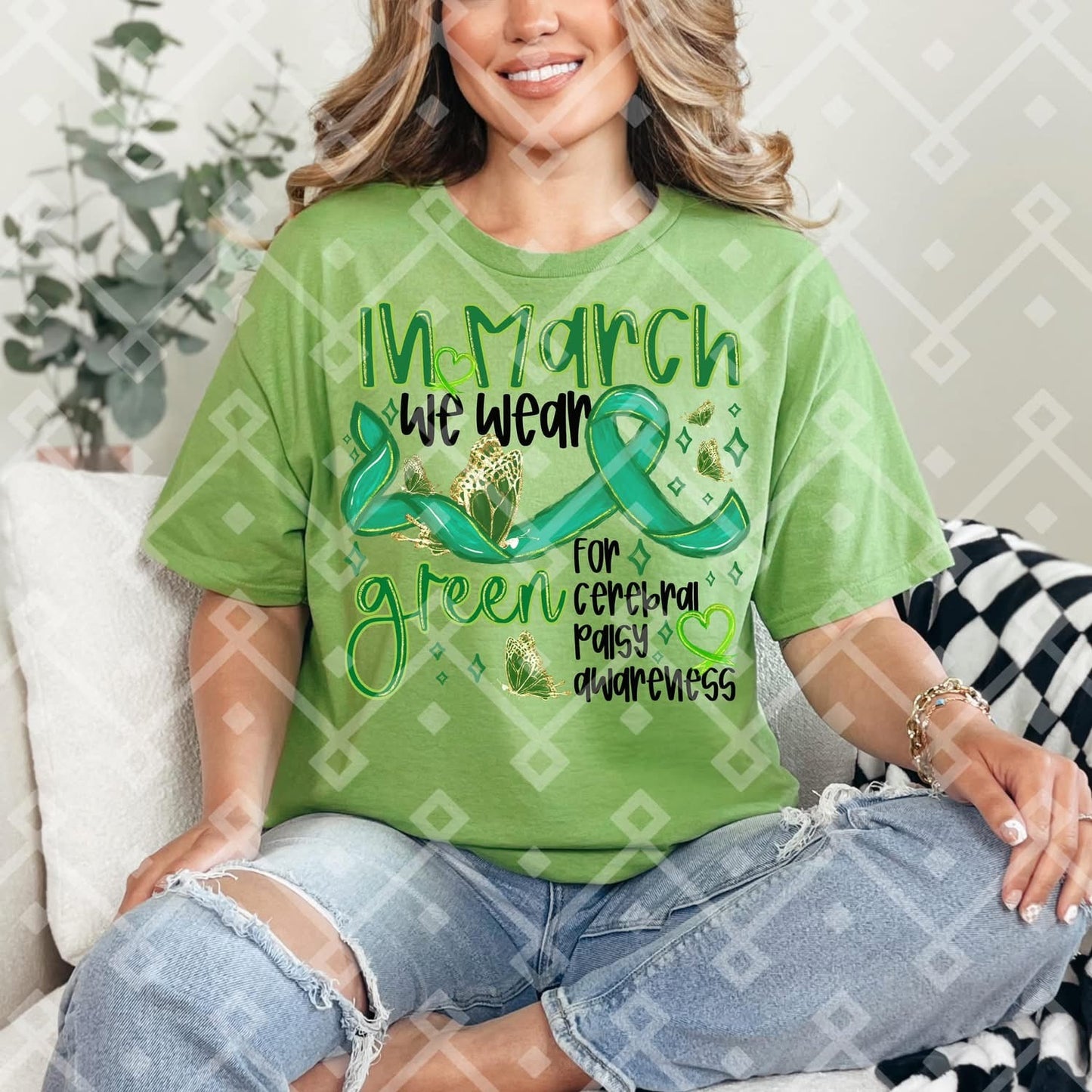 In March we wear green for cerebral palsy awareness - black font