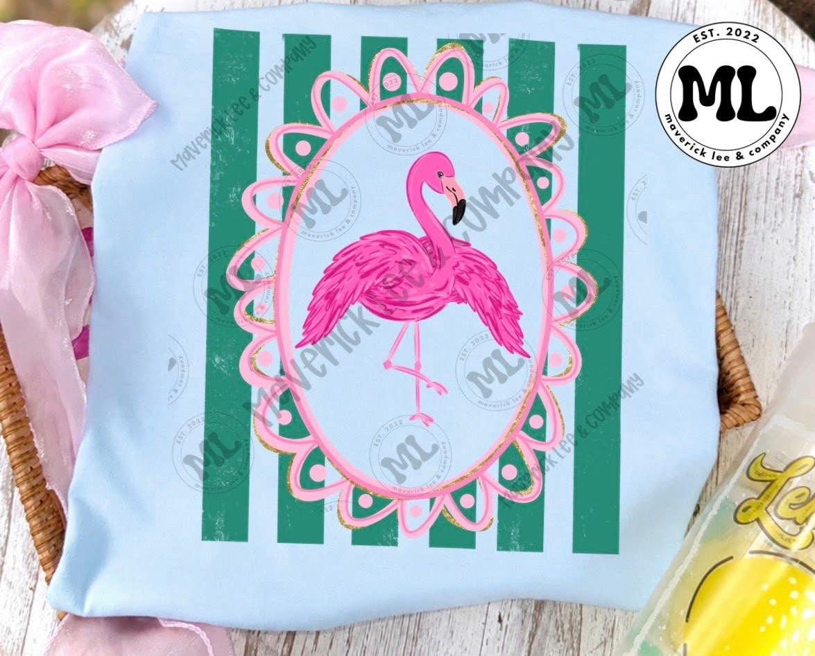 Flamingo with green stripes