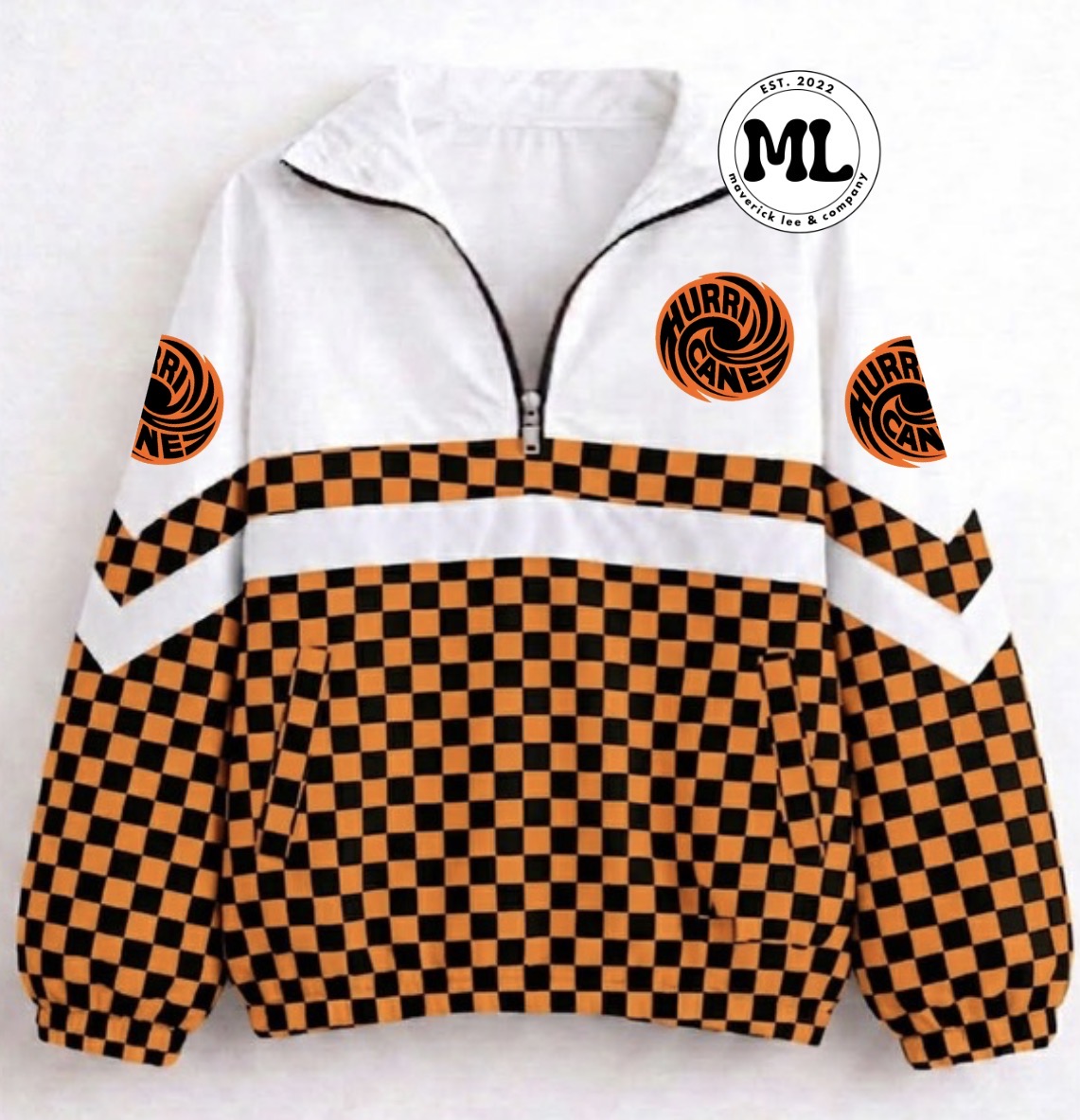 Quarter zip - Wilmington - checkered with white stripe