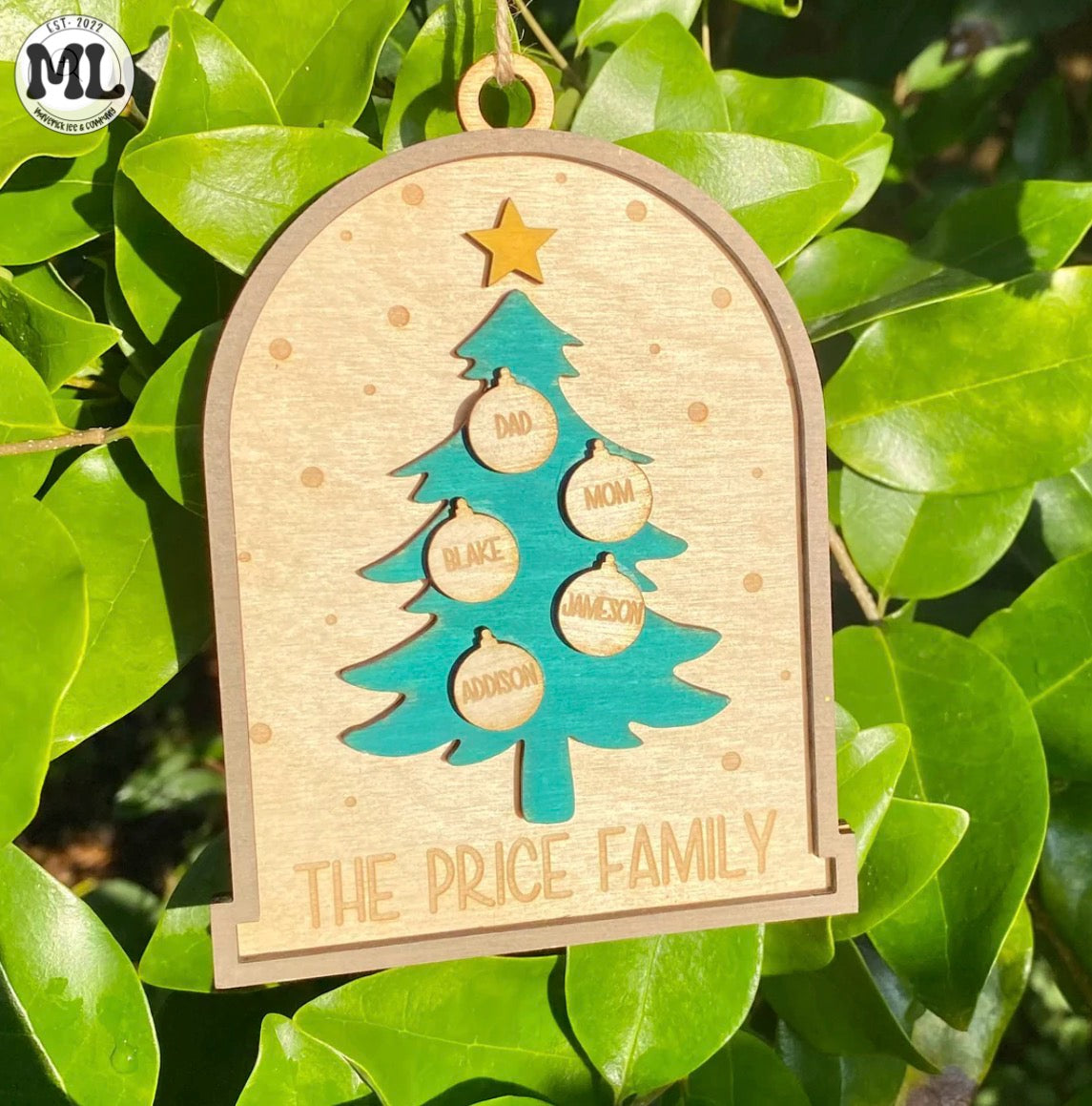Family Christmas tree bulbs