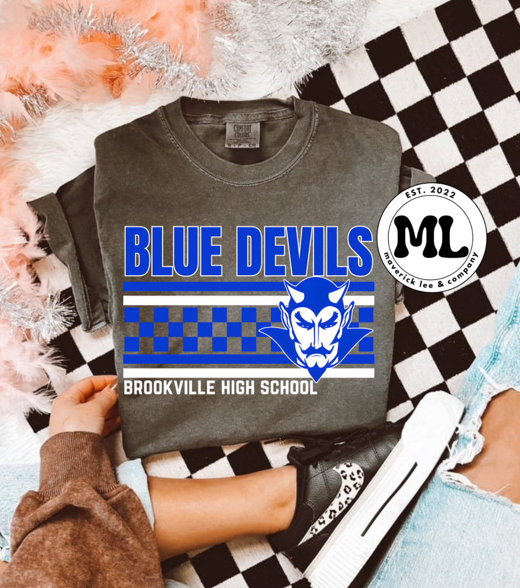 Brookville blue Devils multicolored checkers