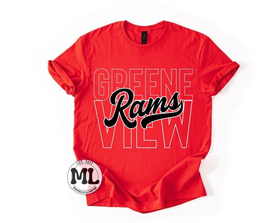 Greeneview Rams - outline + retro
