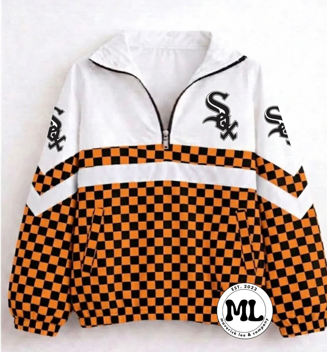 Quarter zip - Beavercreek Sox - checkered with white stripe