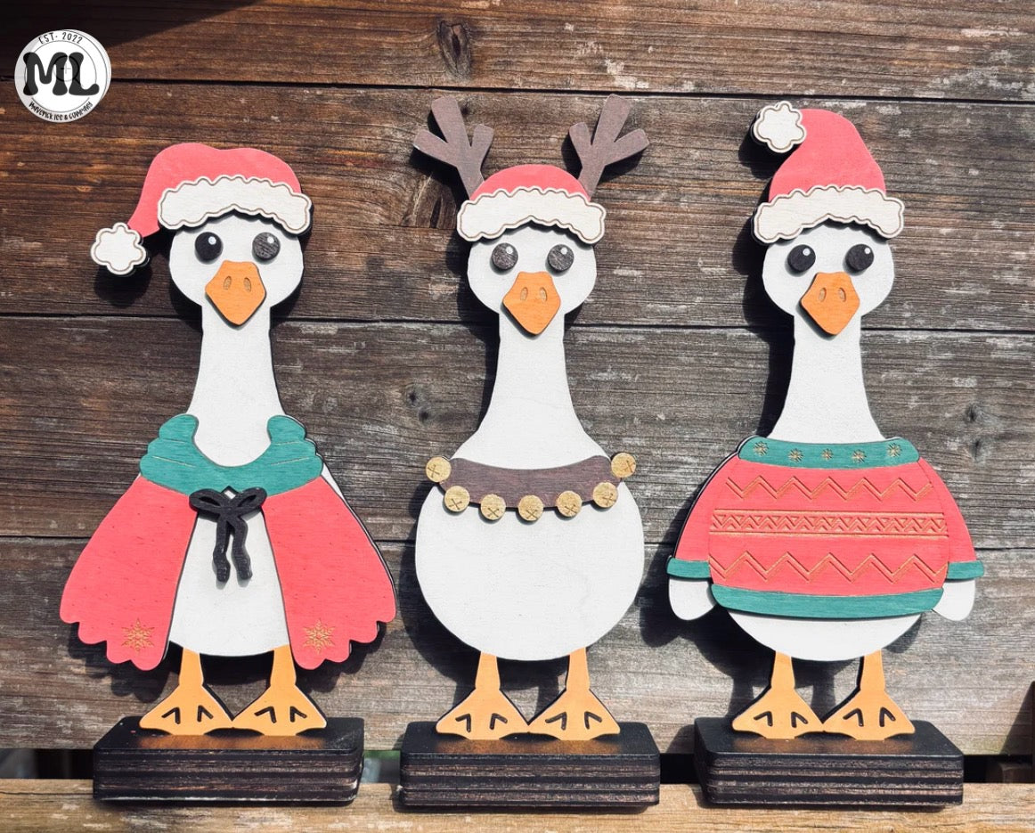 Christmas goose friends - set of 3
