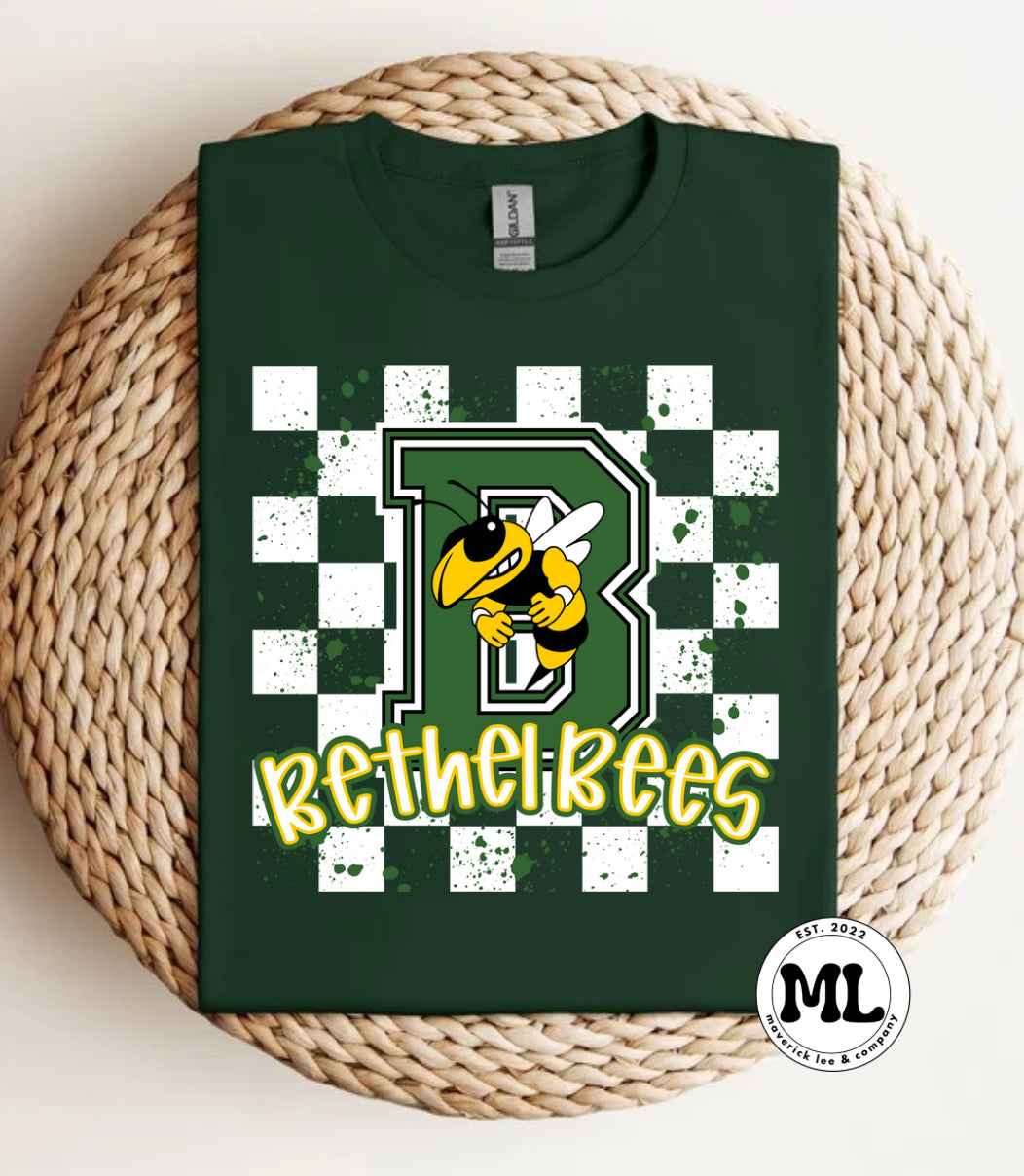 Bethel Bees checkered and paint splatter