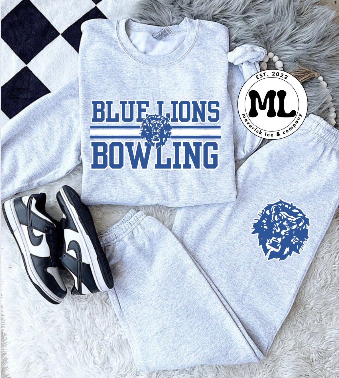 jogger set - blue lions bowling lines