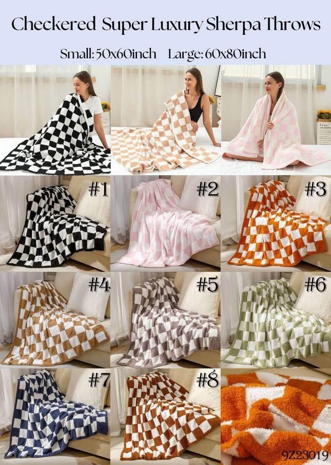 Checkered Luxury Sherpa Throws