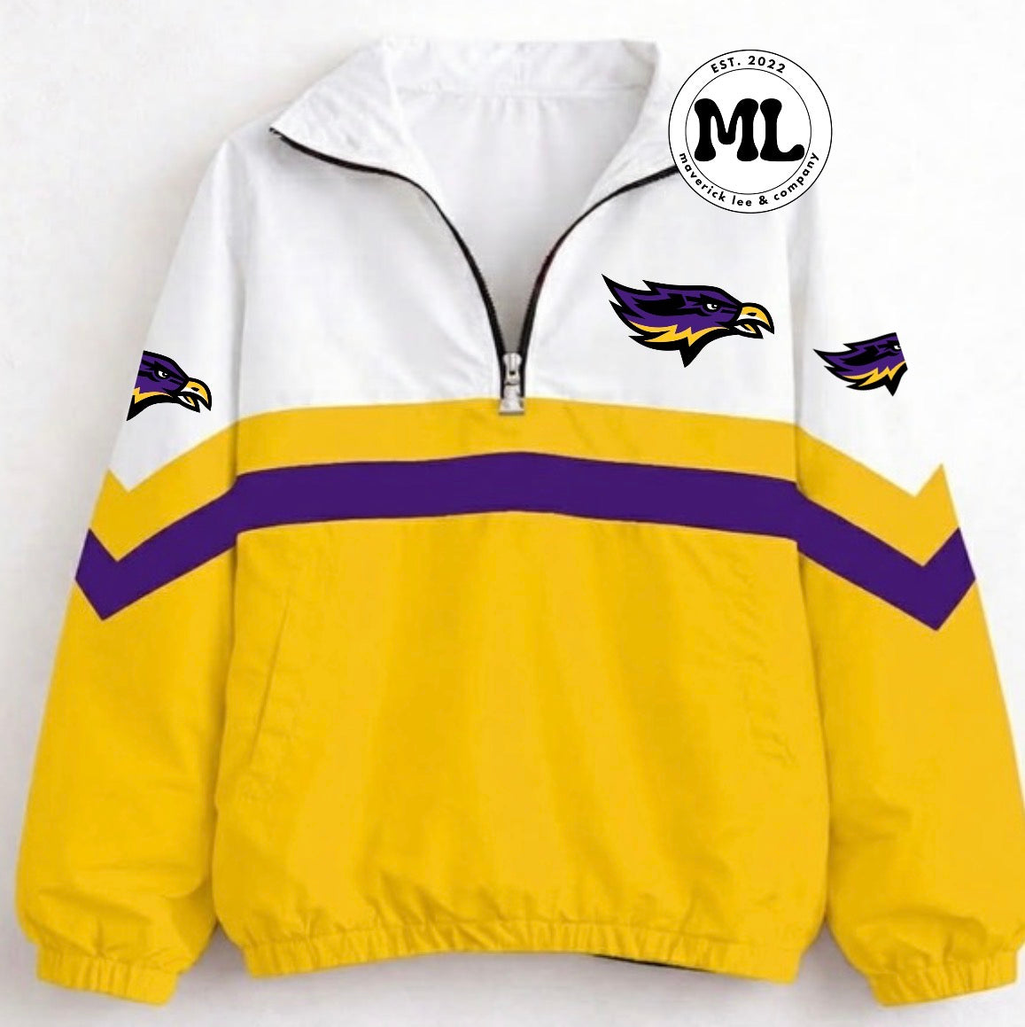 Quarter zip - Bellbrook - yellow bottom with purple stripe