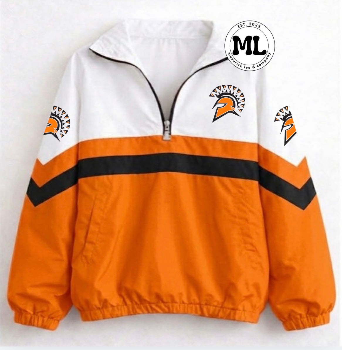 Quarter zip - Waynesville - Orange with black stripe