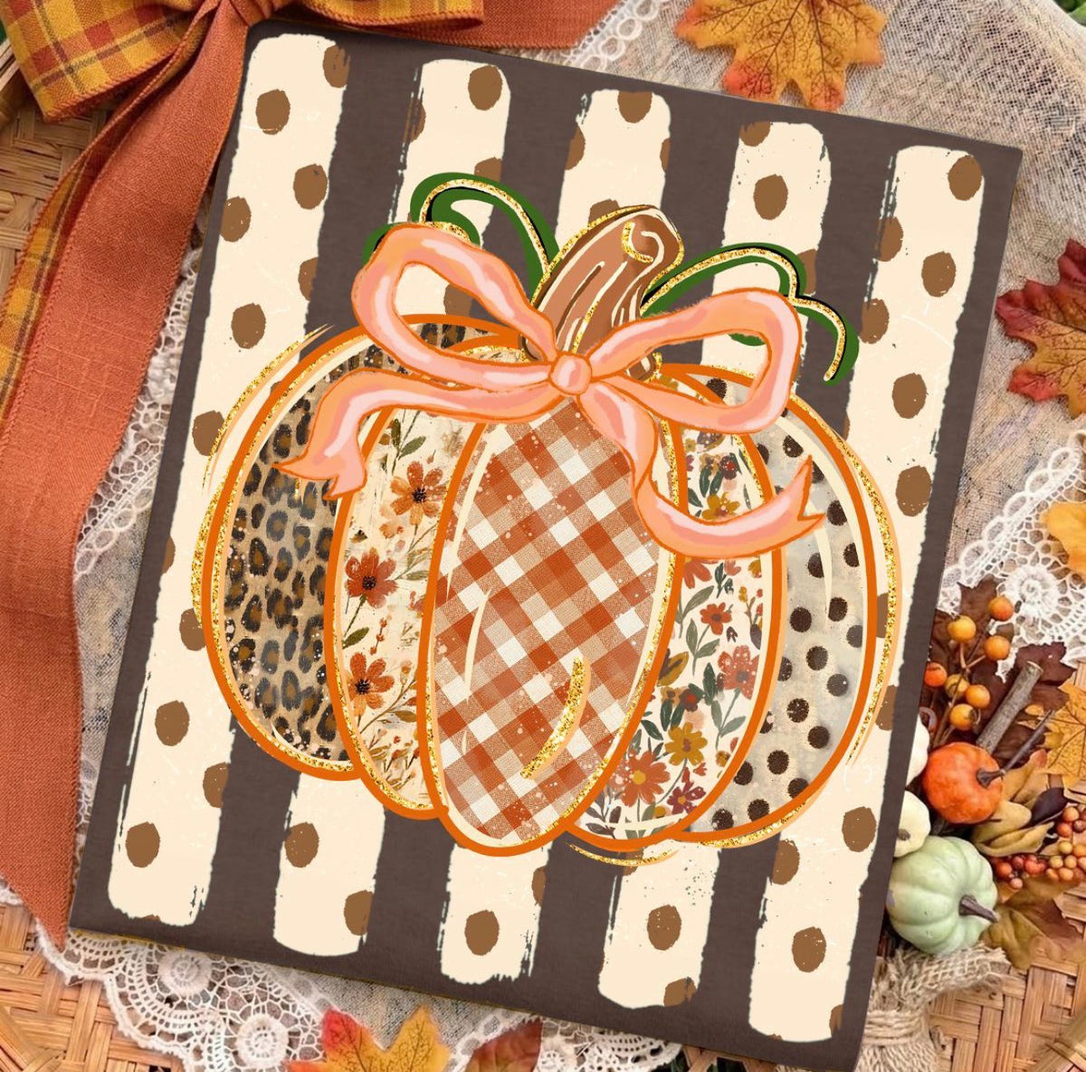 Polka dot and stripes pumpkin