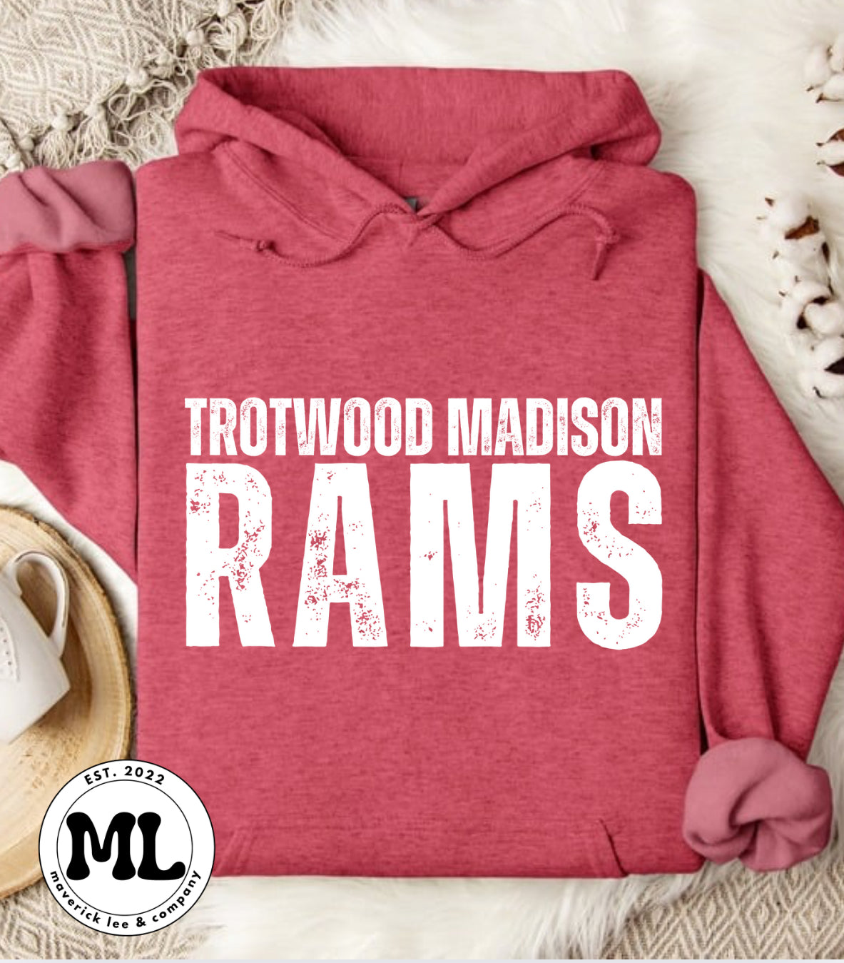 Trotwood Madison Rams white distressed