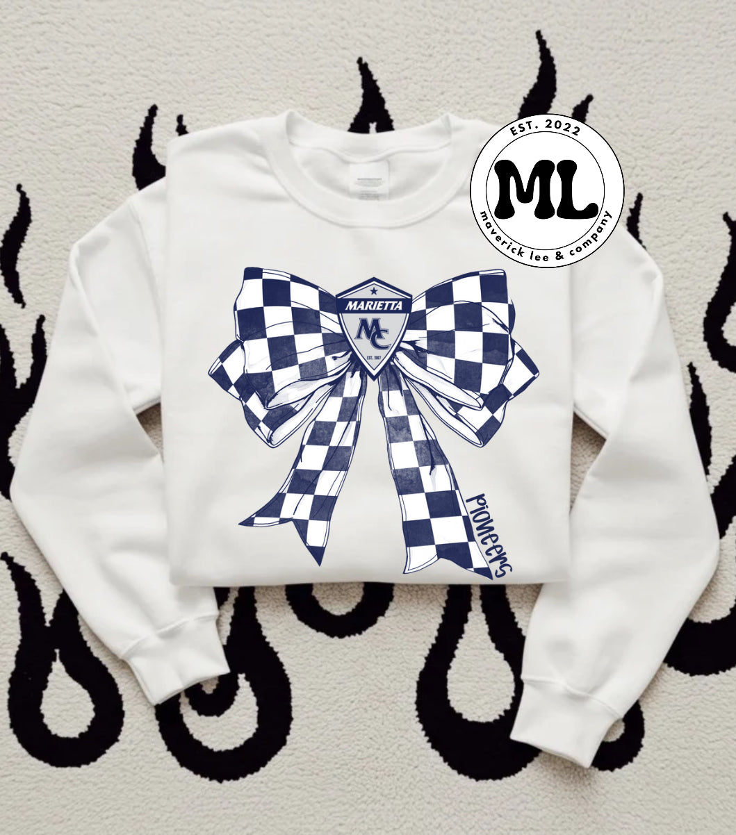 Marietta College checkered bow