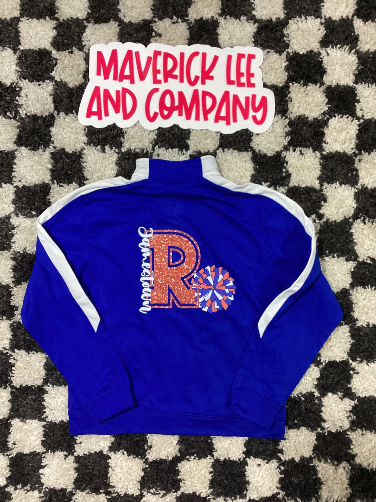 Youth L Greeneview cheer jacket - front + back in stock