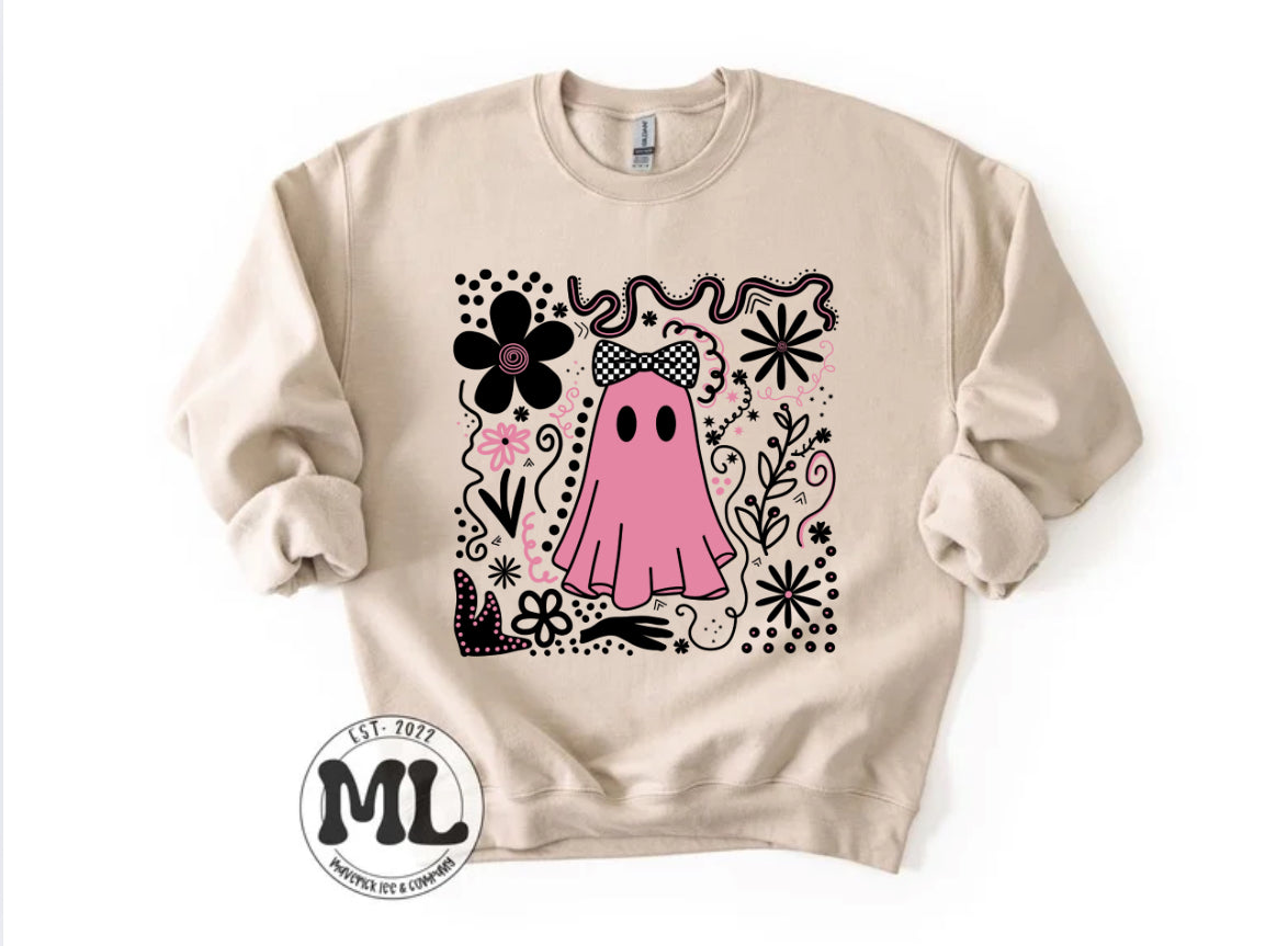 Pink and black ghost collage