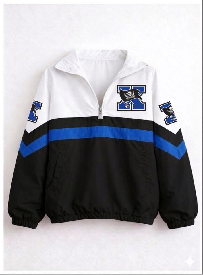 quarter zip – Xenia athletics logo – black bottom with blue