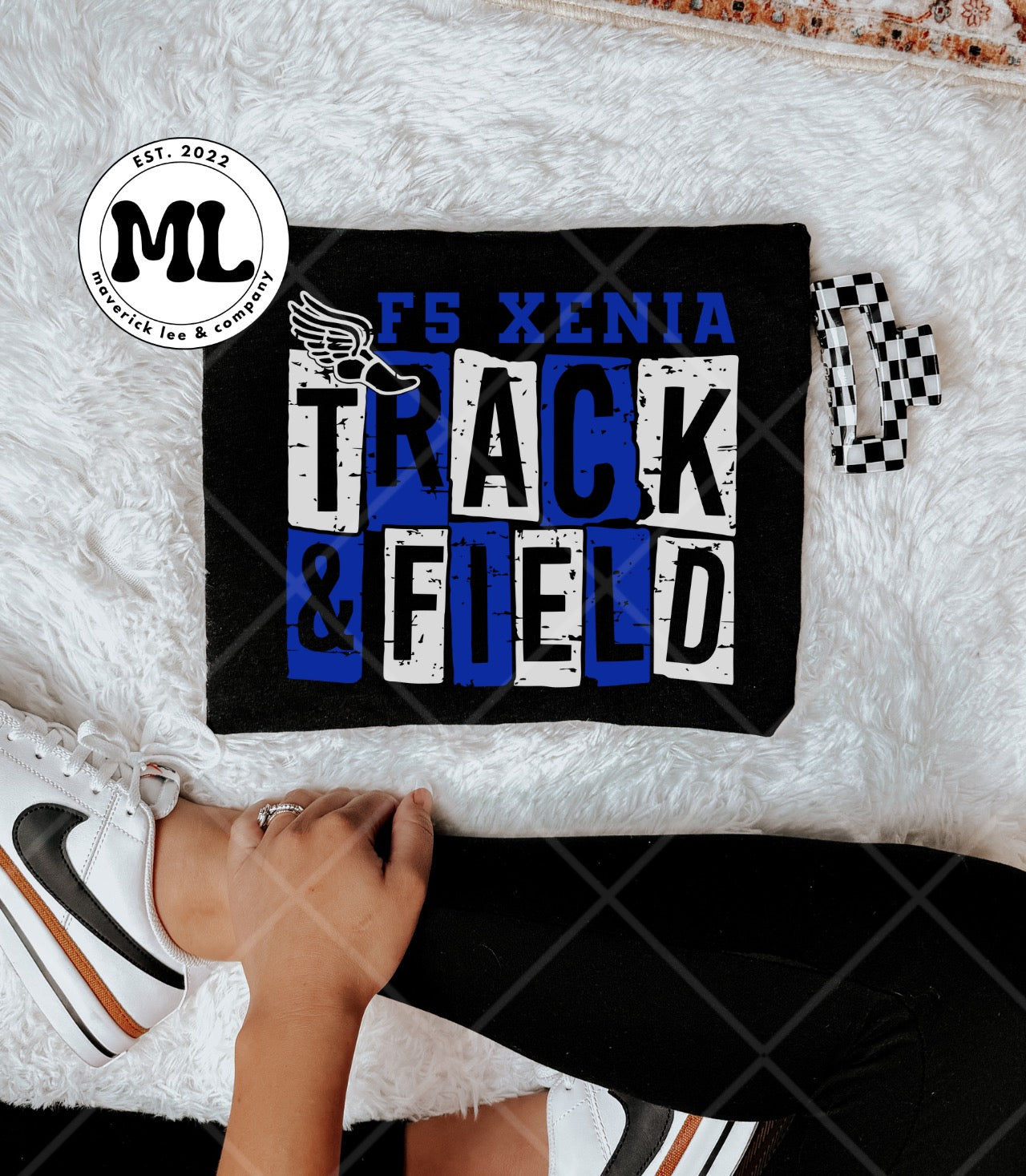 F5 Xenia track club blue distressed boxes