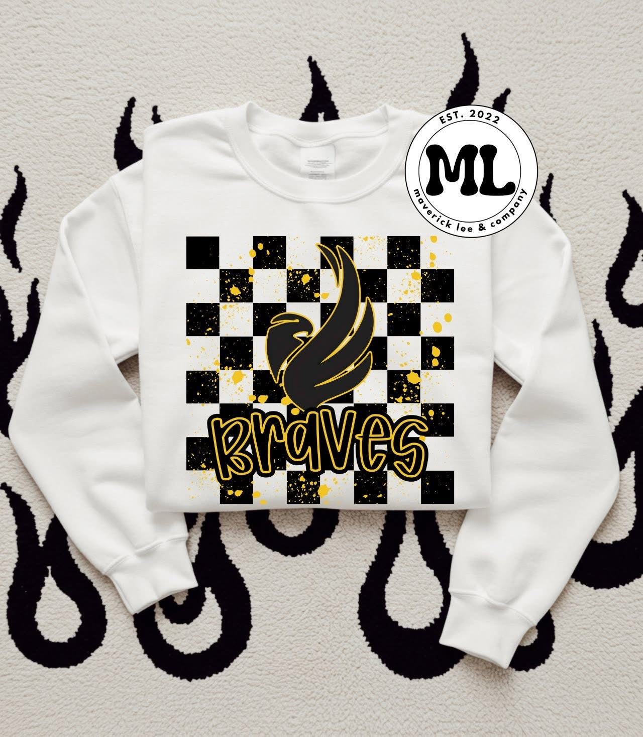 Black Hawk College - checkered and paint splatter