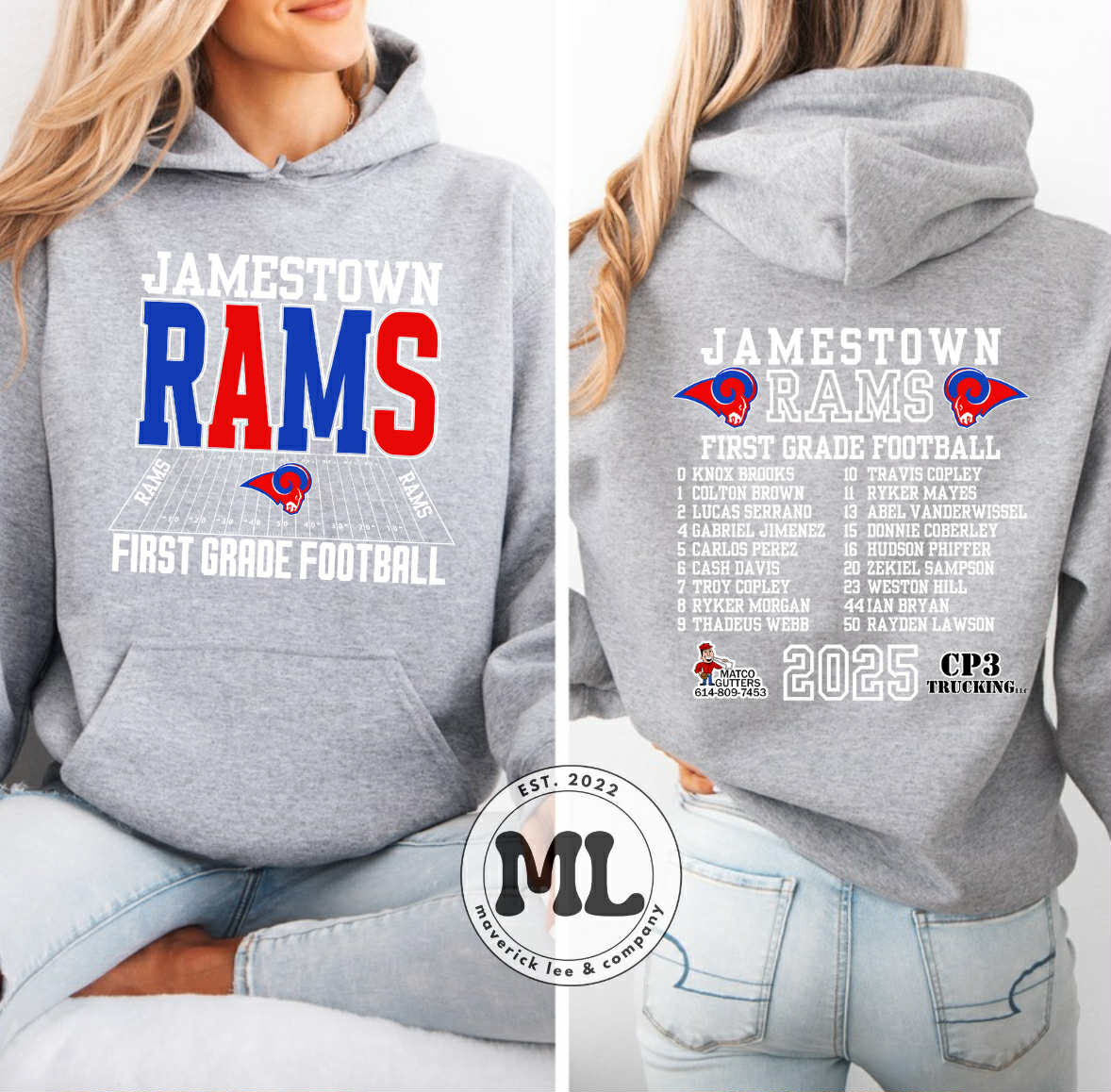 1st Grade Jamestown Rams with roster