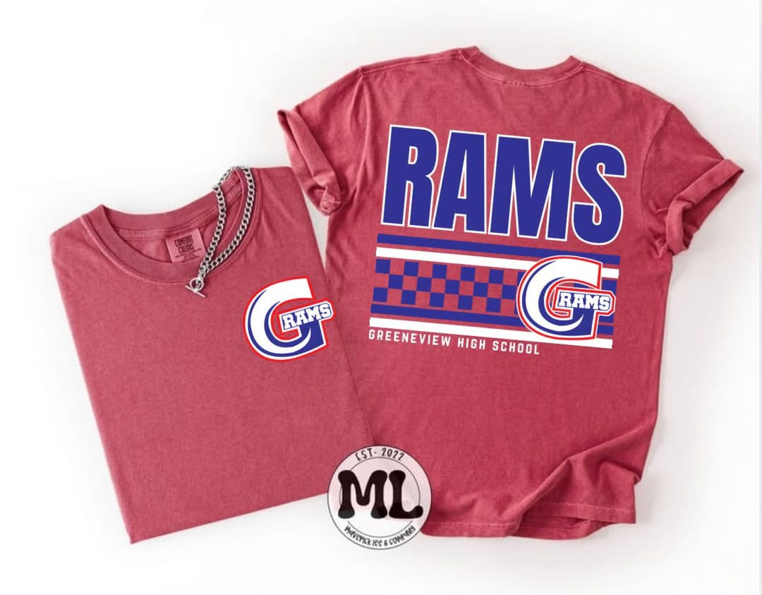 Greeneview Rams - Front & Back checkered Rams