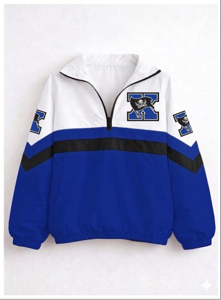 quarter zip – Xenia athletics logo – blue bottom with black stripe