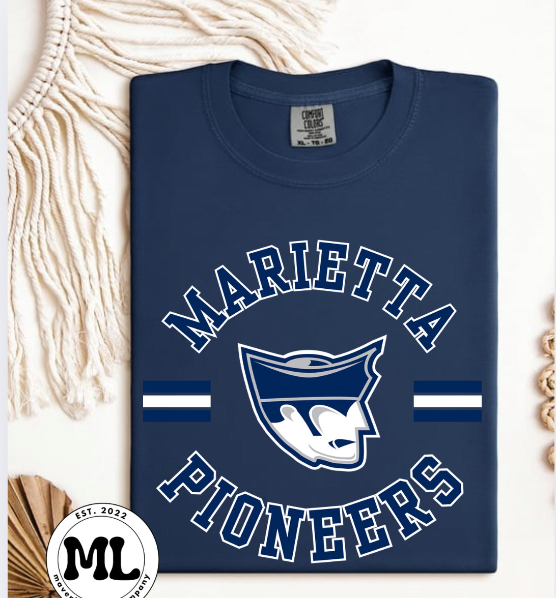 Marietta College circle plus lines