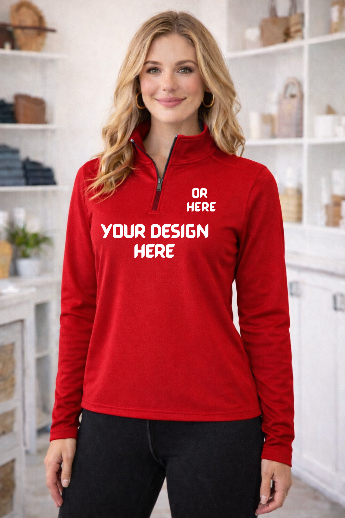 Mock up - Team 365 performance quarterzip - Sport Red