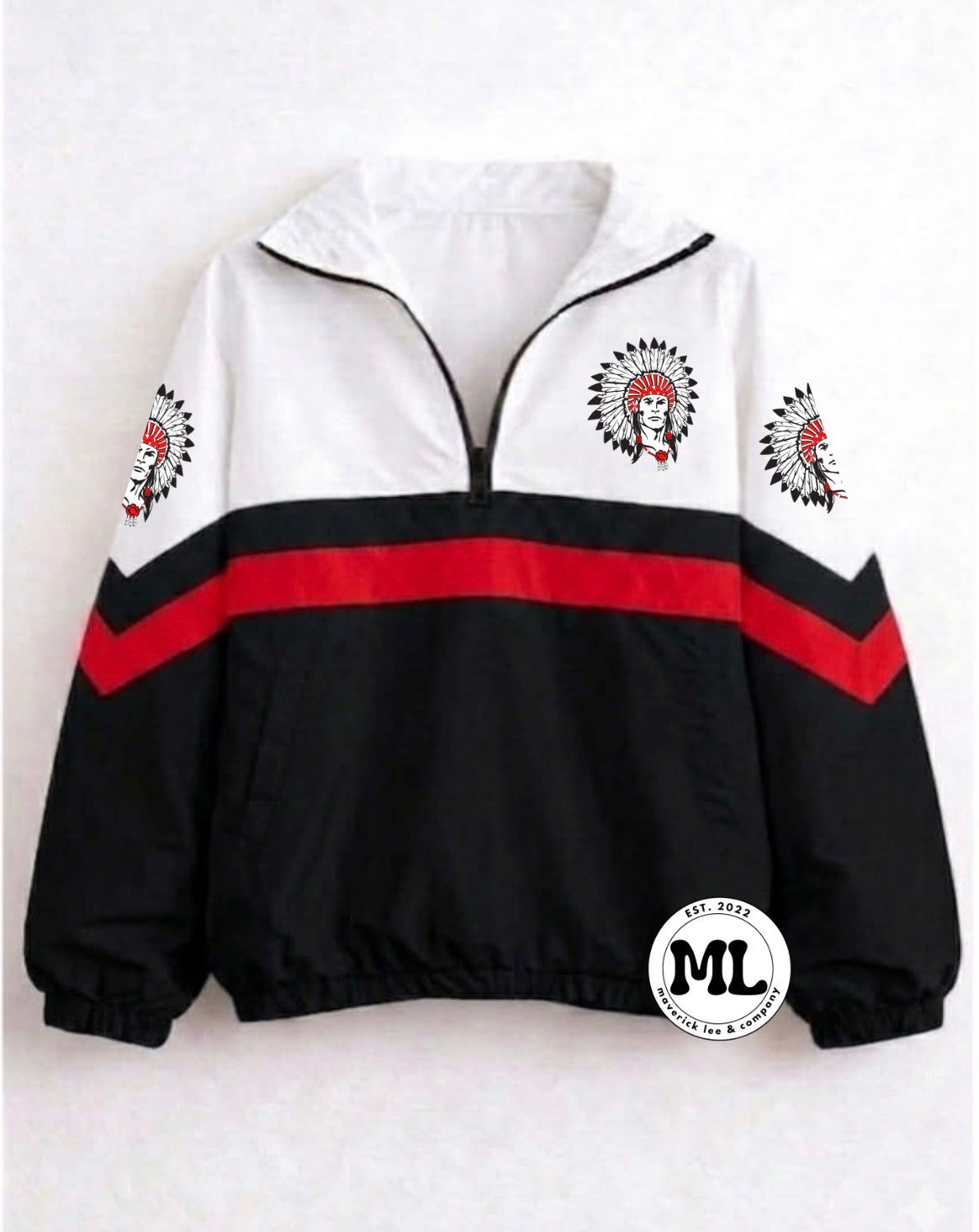 Quarter zip - Stebbins - black with red stripe
