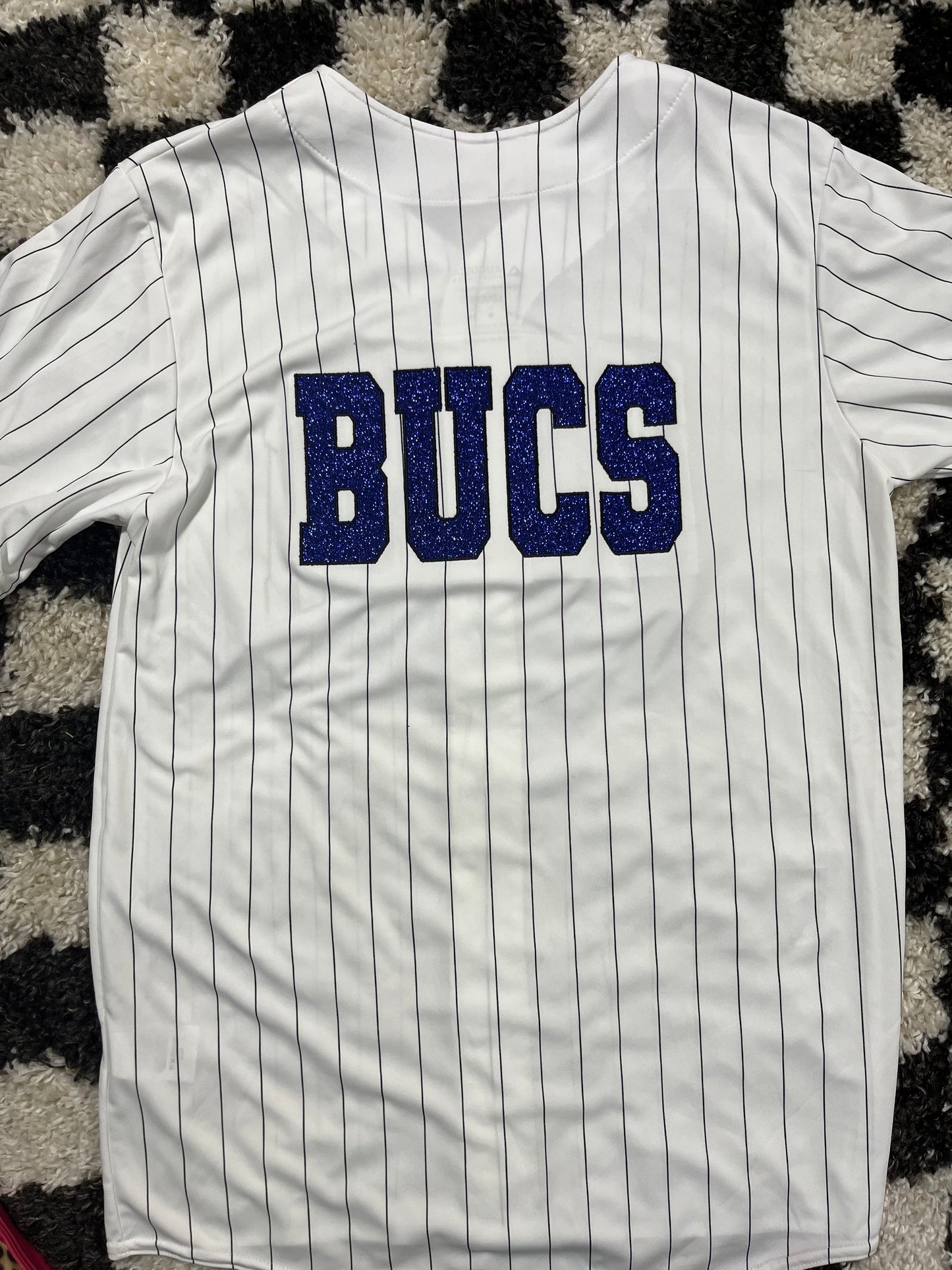 M Xenia Bucs fan jersey embroidered with glitter- in stock