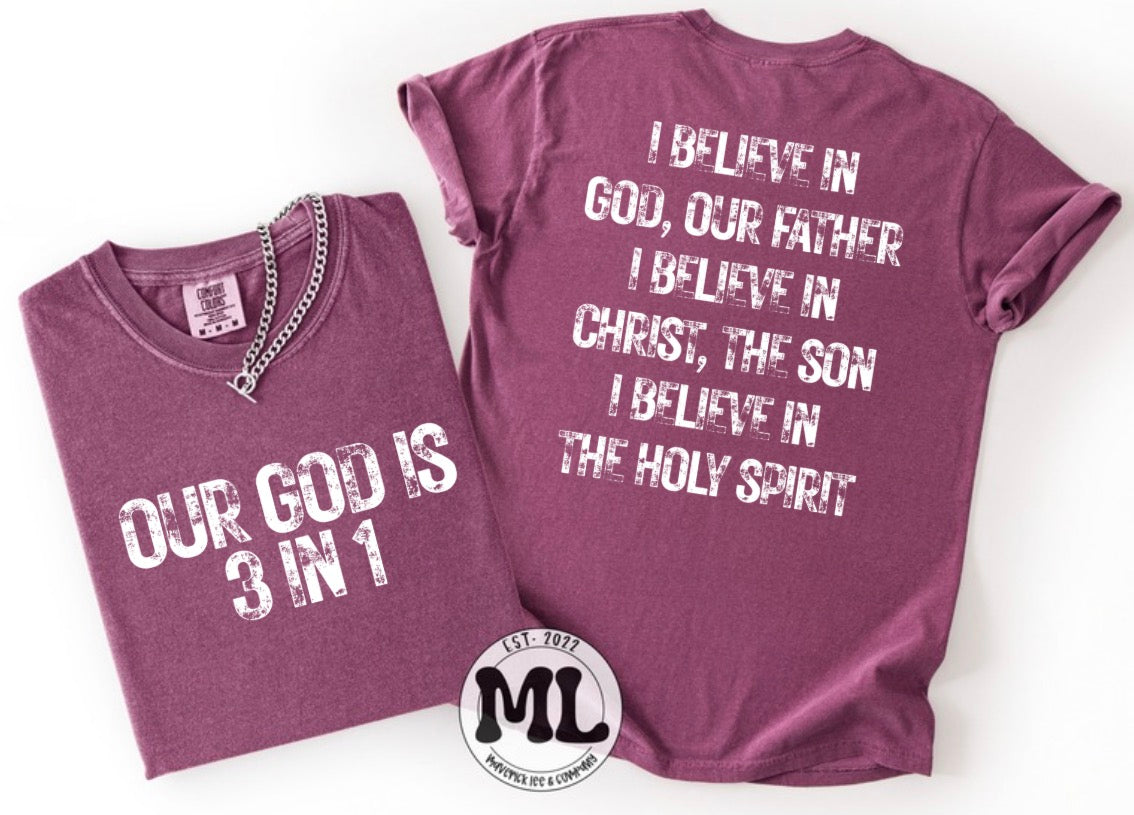 Our God is three in one