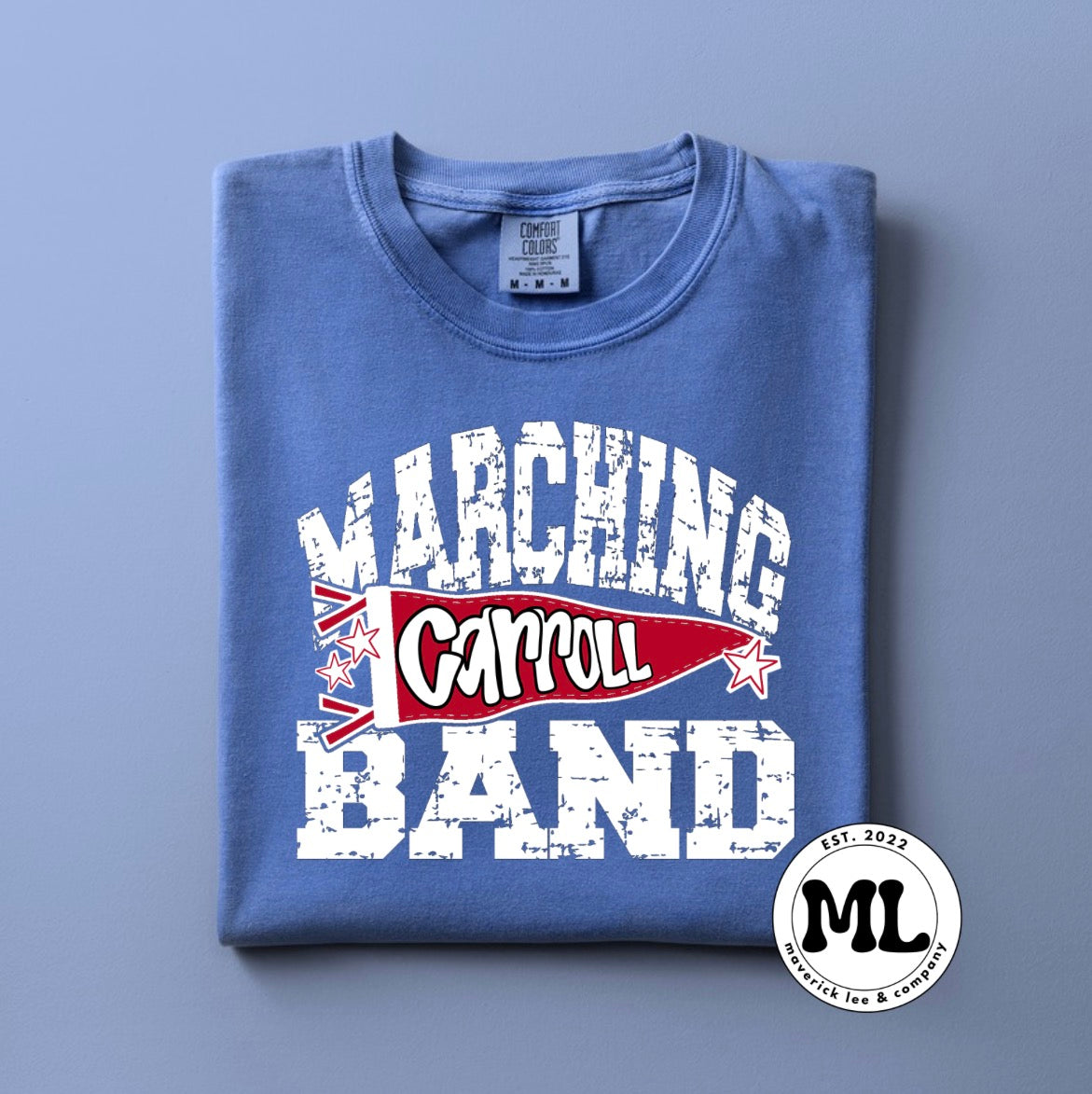 Carroll marching band distressed pennant