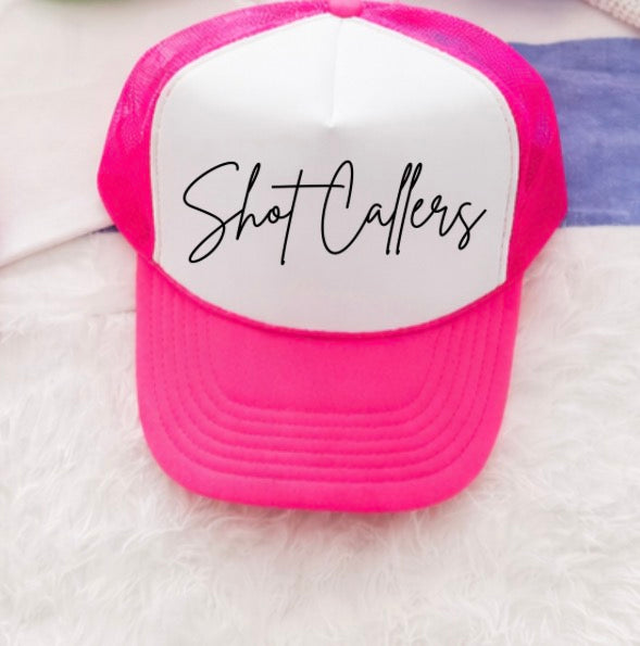 Shot Caller - simple black font trucker hat