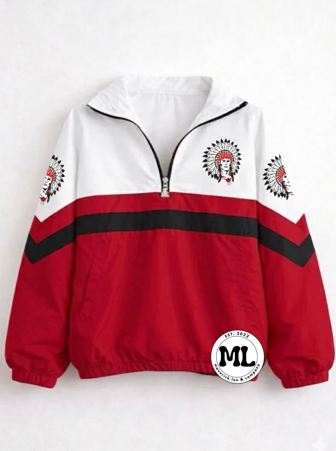 Quarter zip - Stebbins - red with black stripe