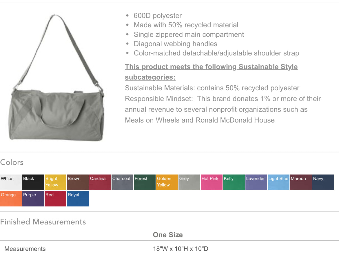St. Brigid duffle bag - custom name