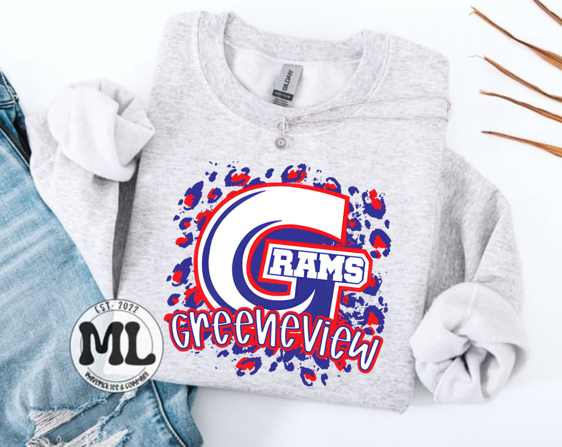 Greeneview Rams - leopard splash