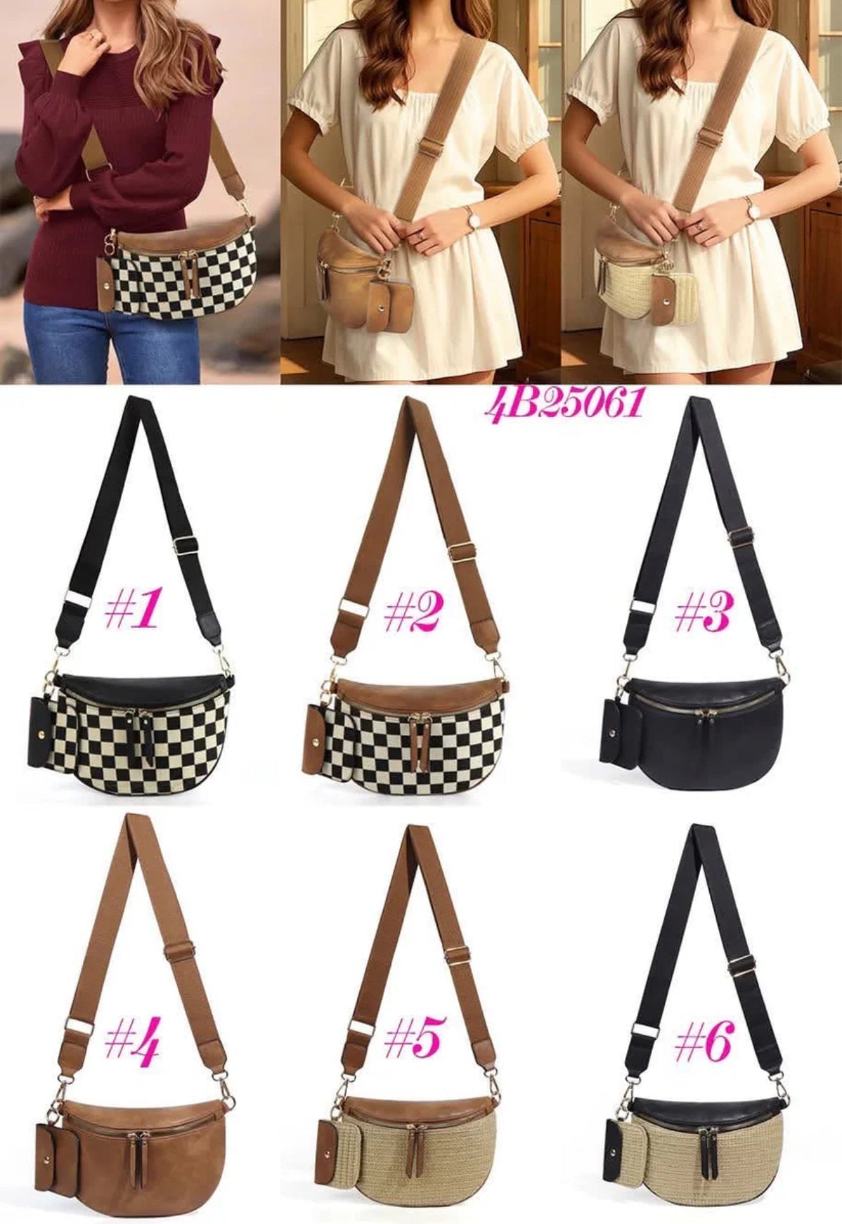 Womenโs Crossbody Bag + Mini Purse Combo 4B25061