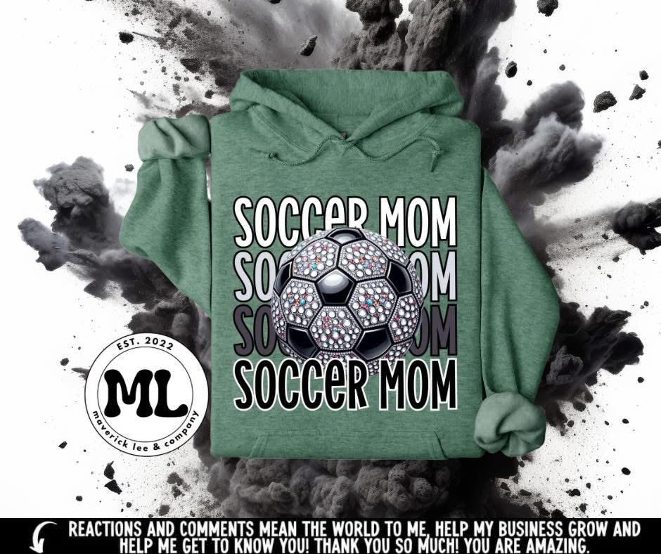 Scrolling rhinestone soccer mom
