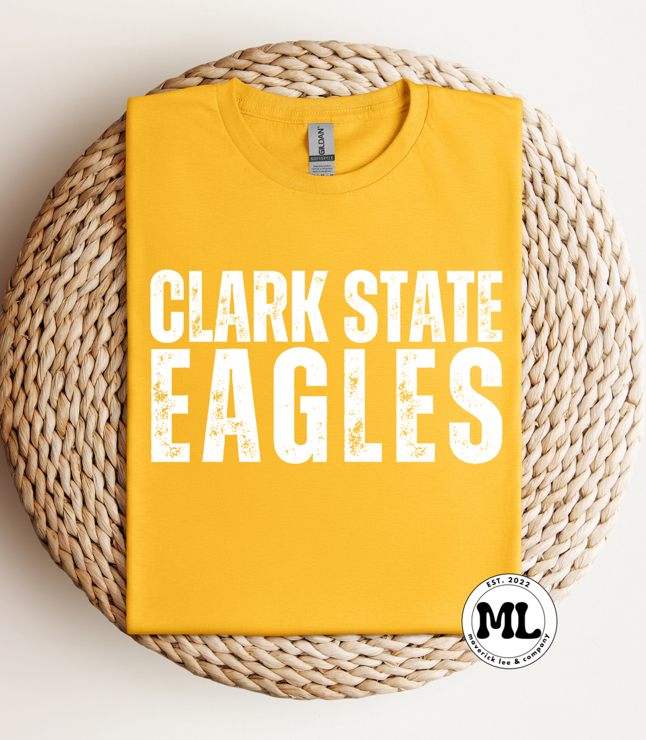 Clark State eagle white distressed