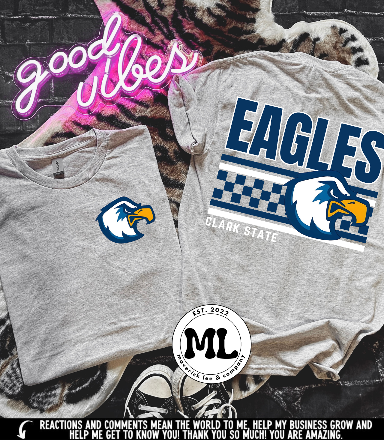 Clark State eagles checkered front + back