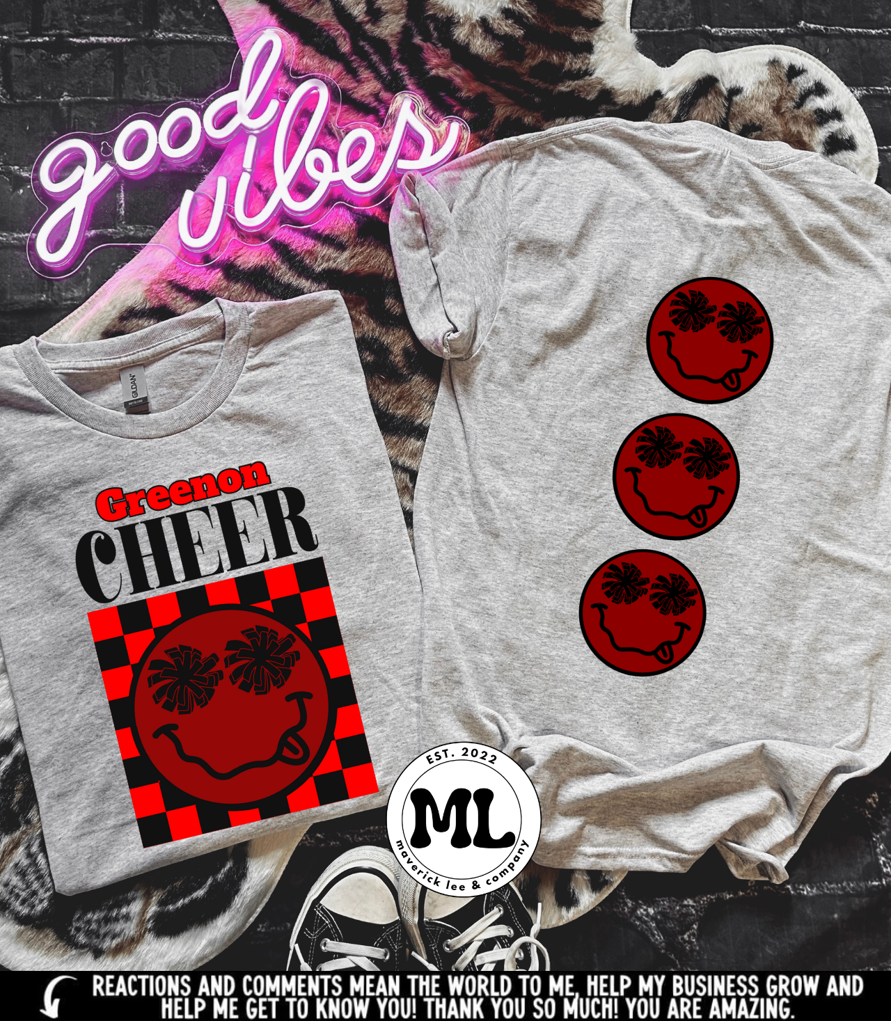 Greenon smiley cheer front and back