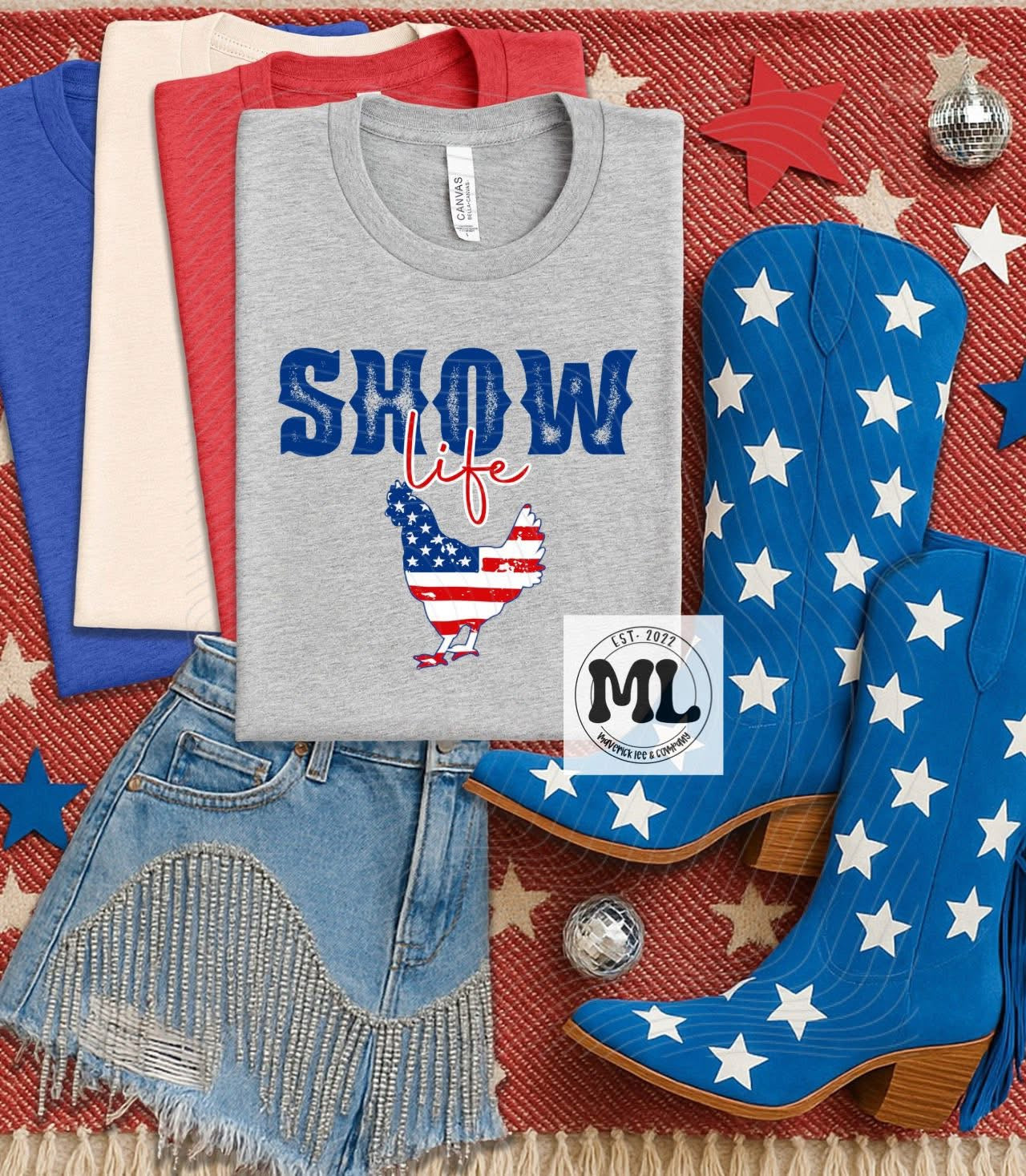 Show life red white and blue
