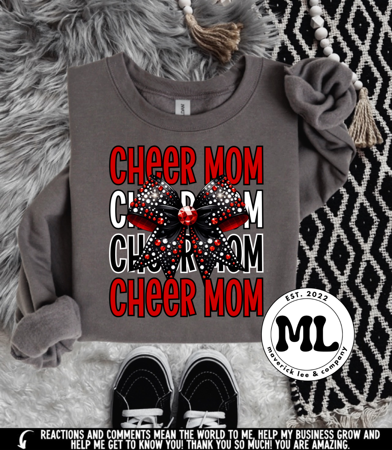 Cheer mom rhinestone Bow