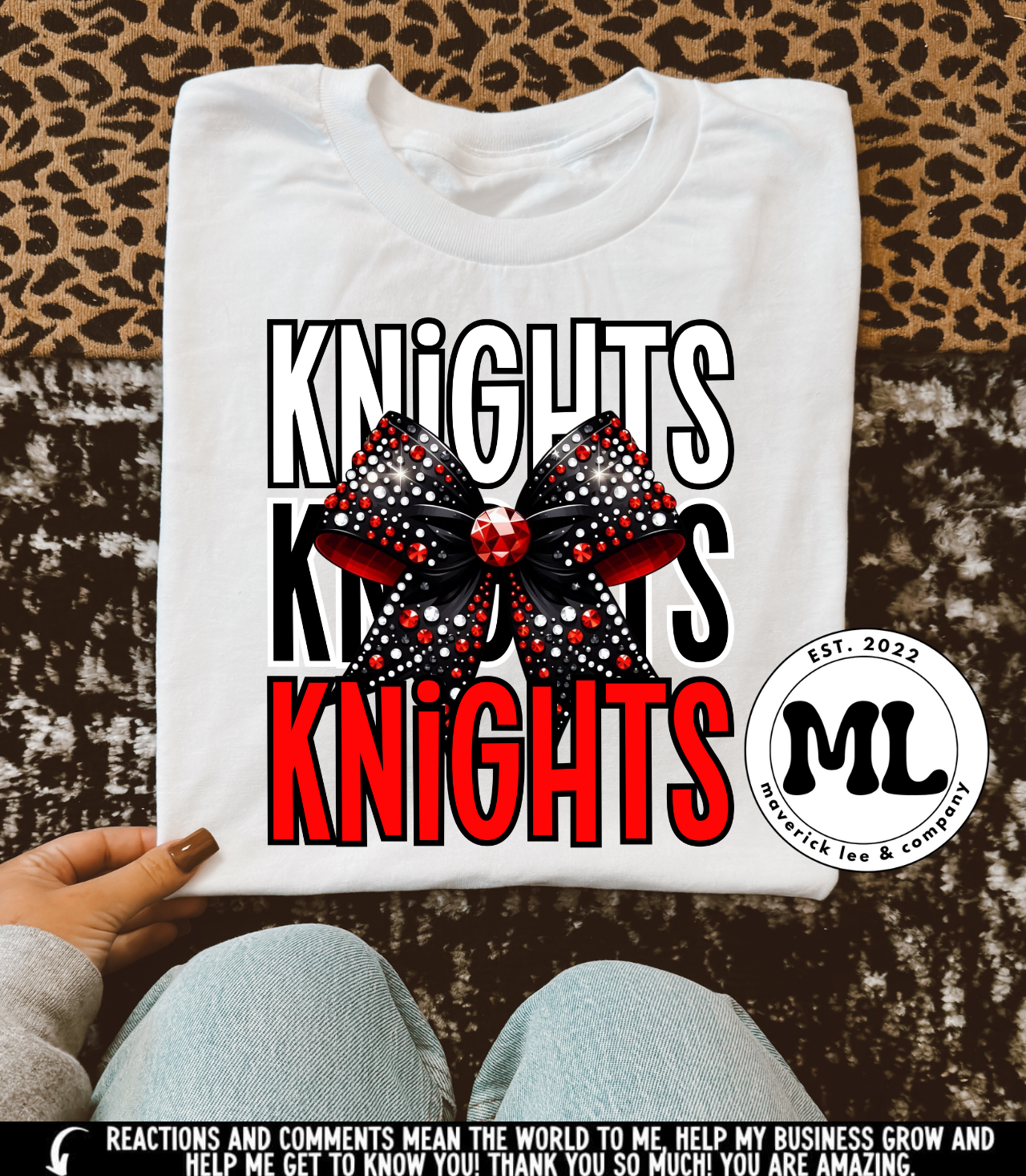 Knights rhinestone bow